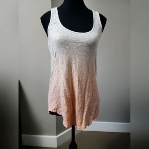 Suzy Sheir White Orange Ombre Sequined Long Tank Top